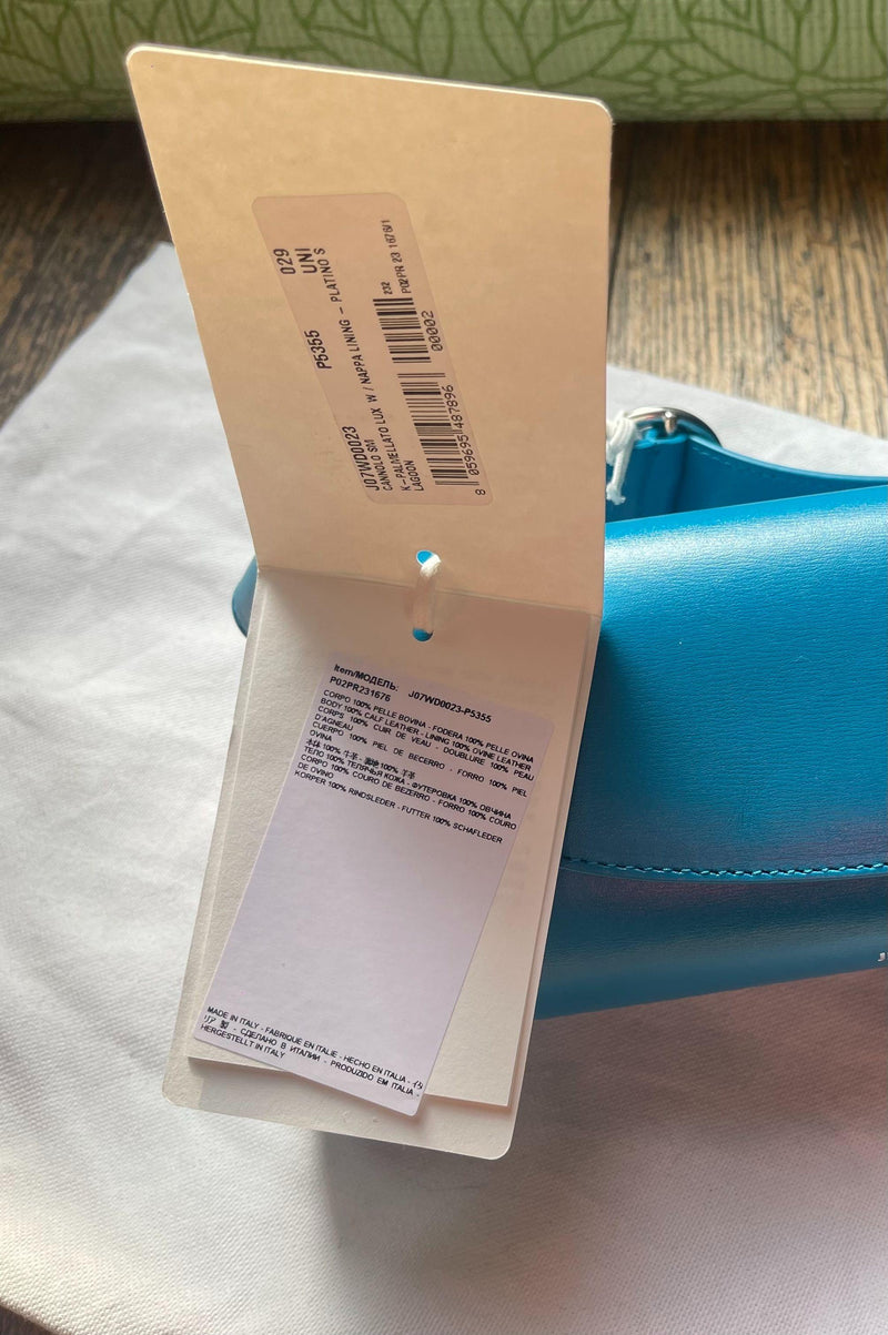 Turquoise Leather Cannolo bag