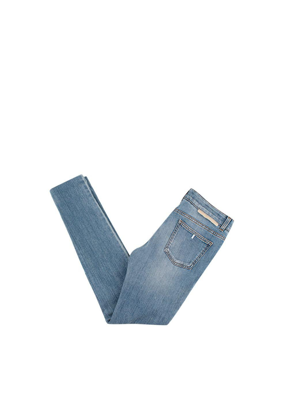 Light Blue Frayed Detailed Denim Jeans