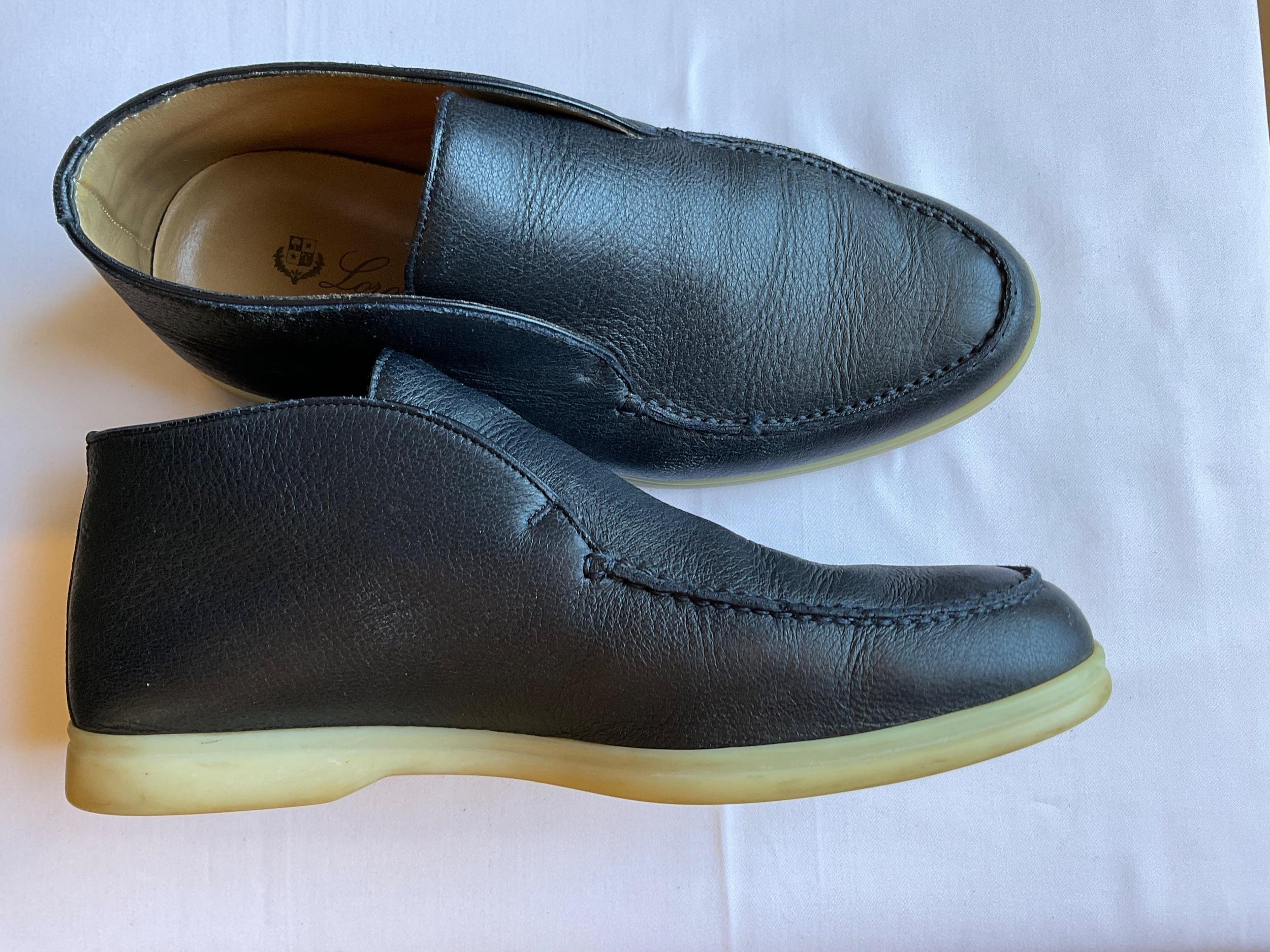 Navy Leather Open Walk Loafers