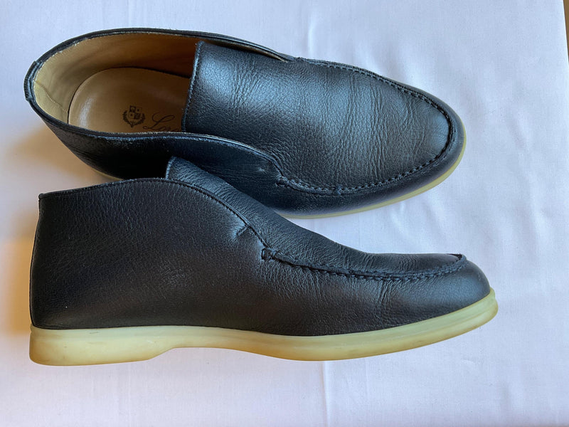 Navy Leather Open Walk Loafers