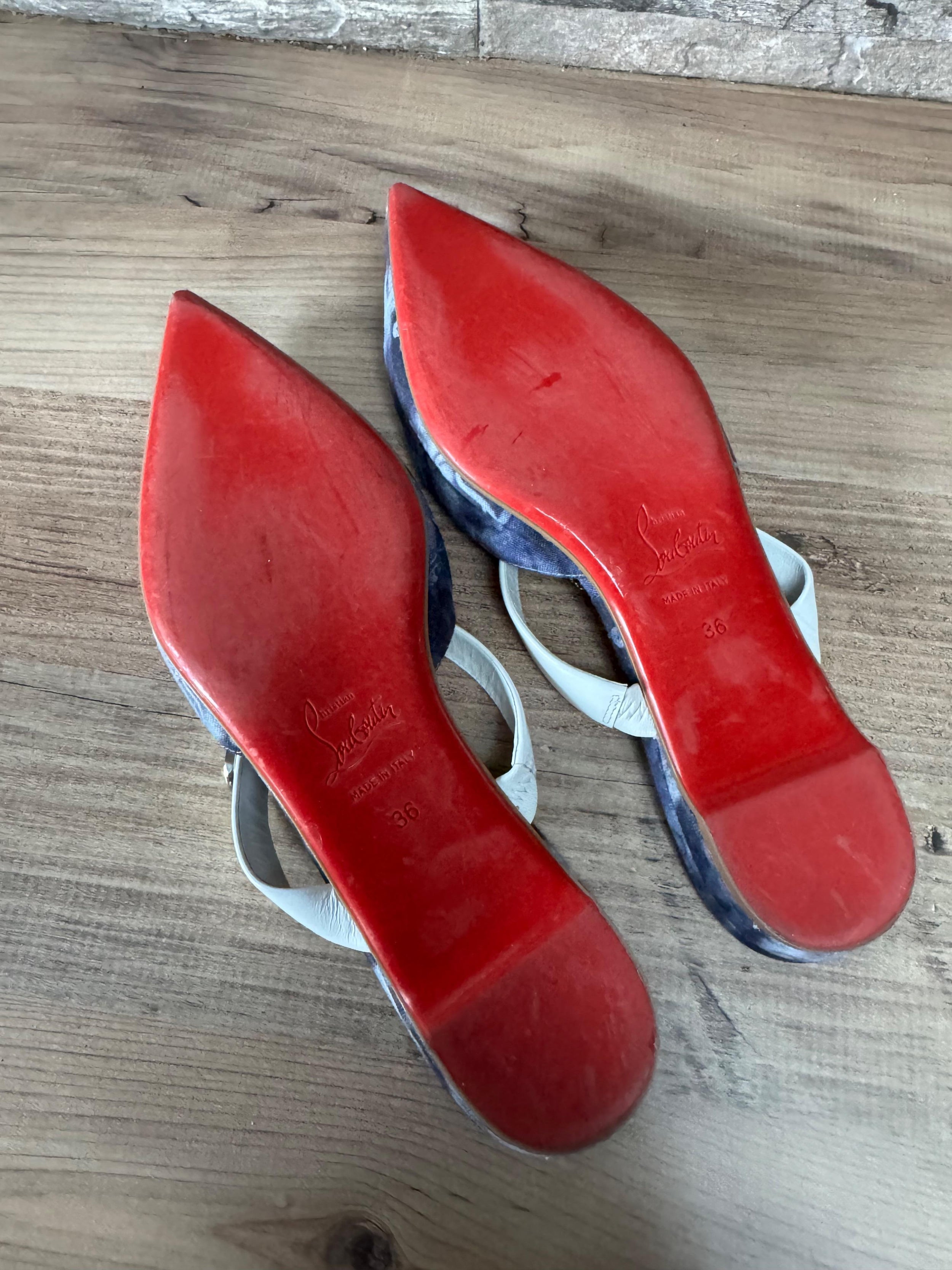 Denim Choc Lock Pointed Mules