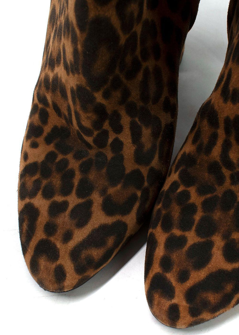 Saint Laurent Lou Leopard Print Ankle Boots