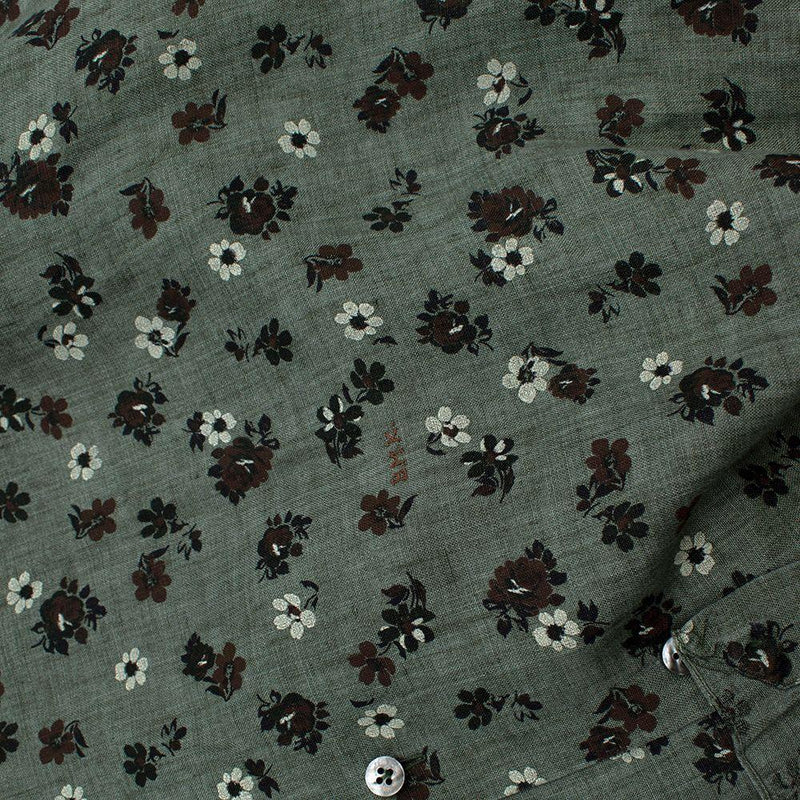 Donato Liguori Sage Green Floral Linen Shirt