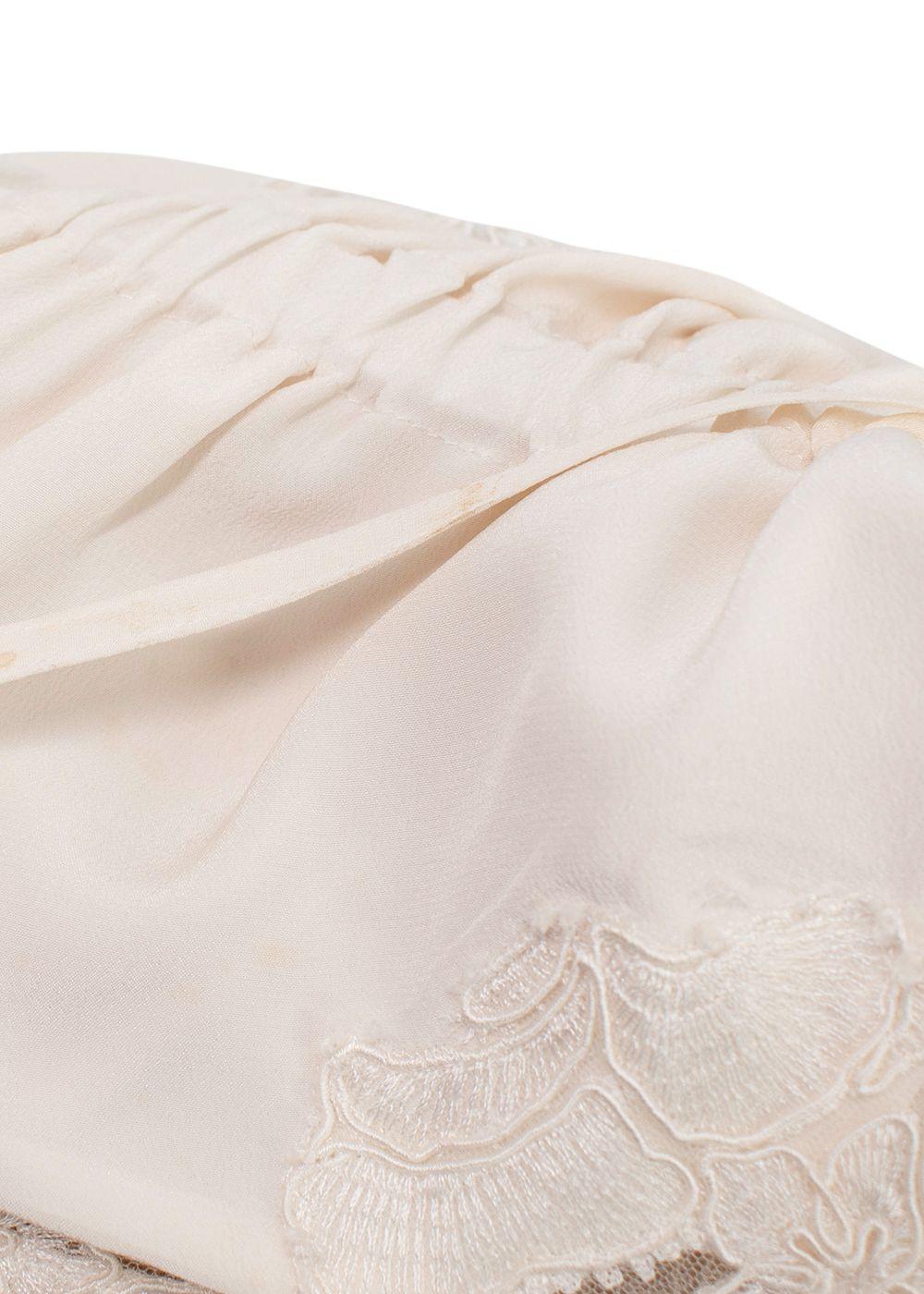 Ermanno Scervino Ivory Floral Lace Silk Cami Top