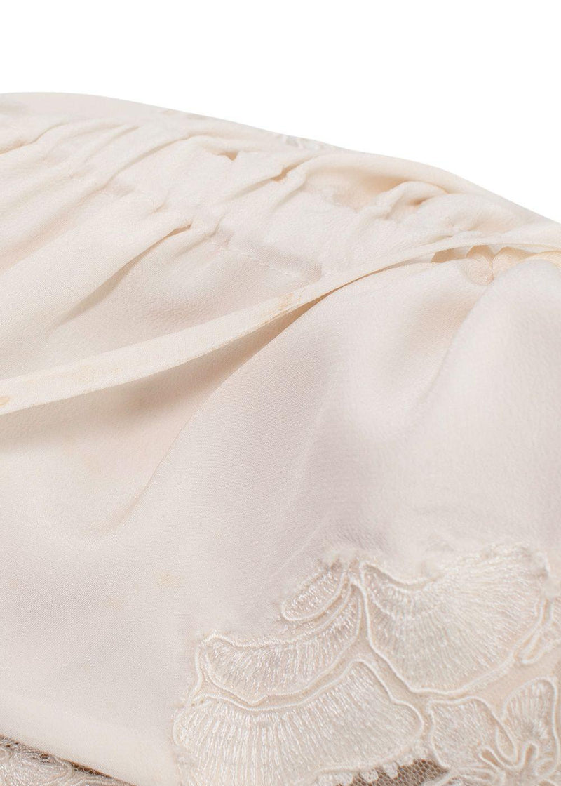 Ermanno Scervino Ivory Floral Lace Silk Cami Top
