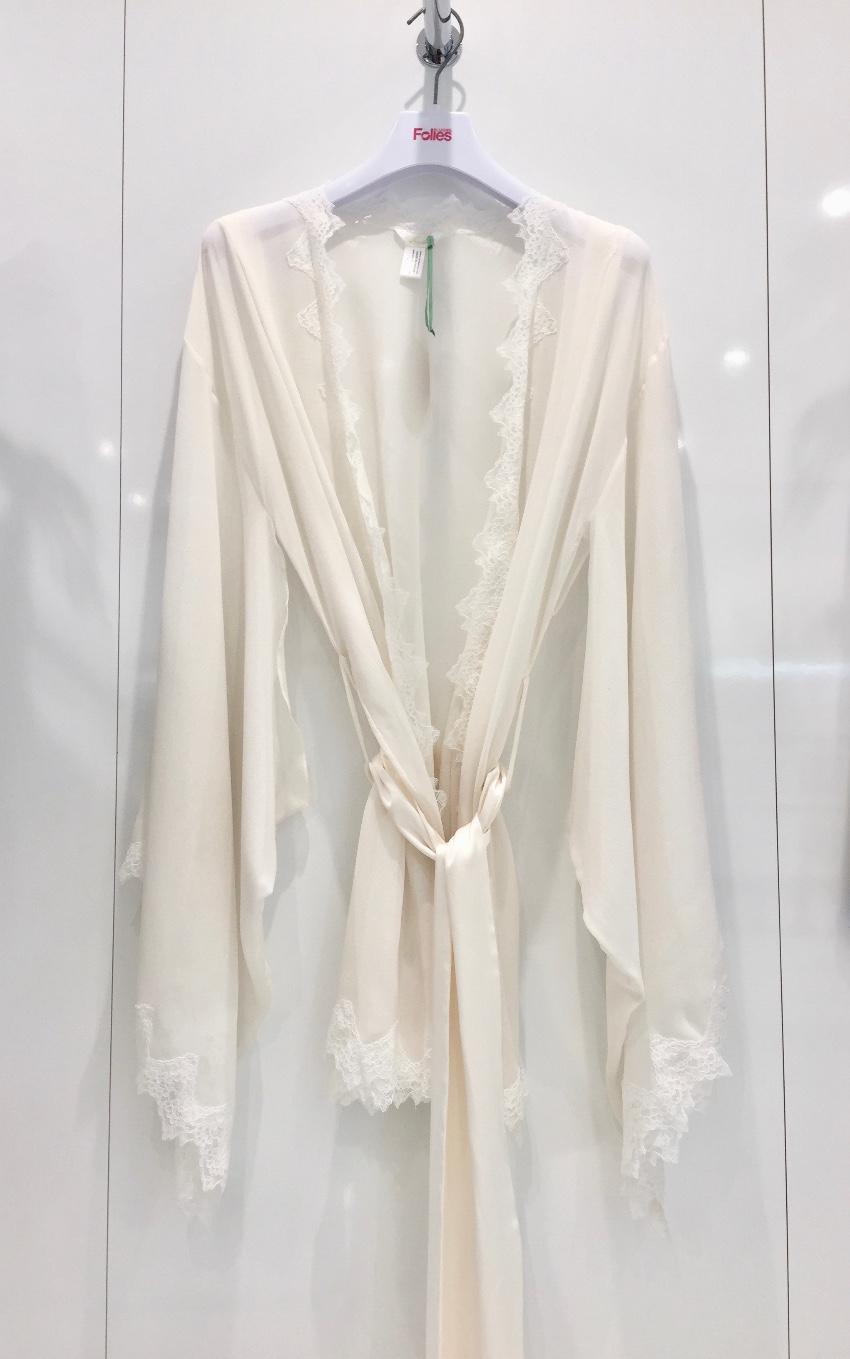 Lucile Couture Ivory Pure Silk & Leavers Lace Bridal Robe