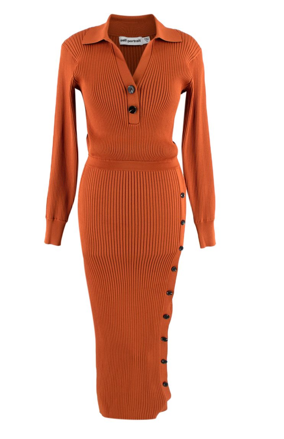 Rib Knit Polo Midi Dress