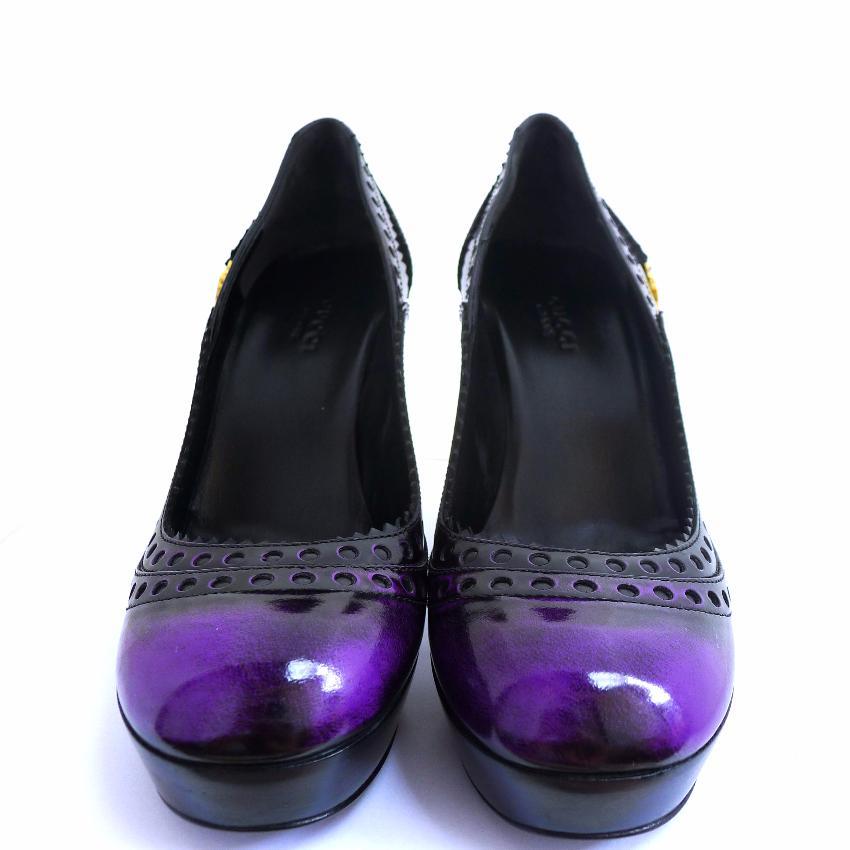 Gucci Barclay Purple Leather Platform Pumps
