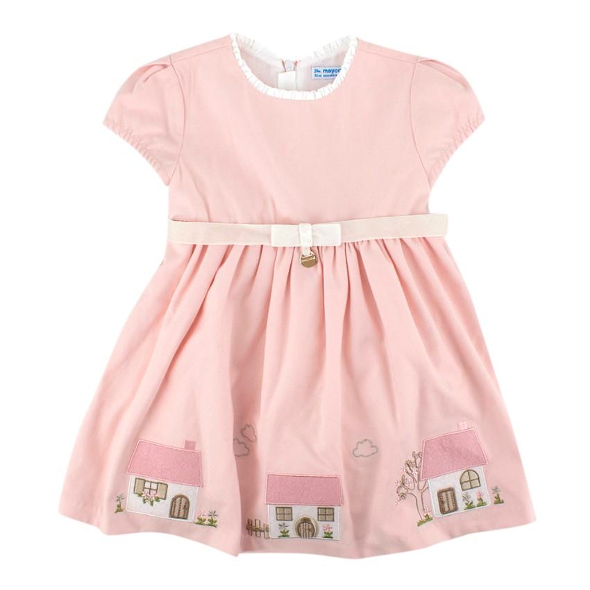 Mayoral Baby Pink House Embroidered Dress