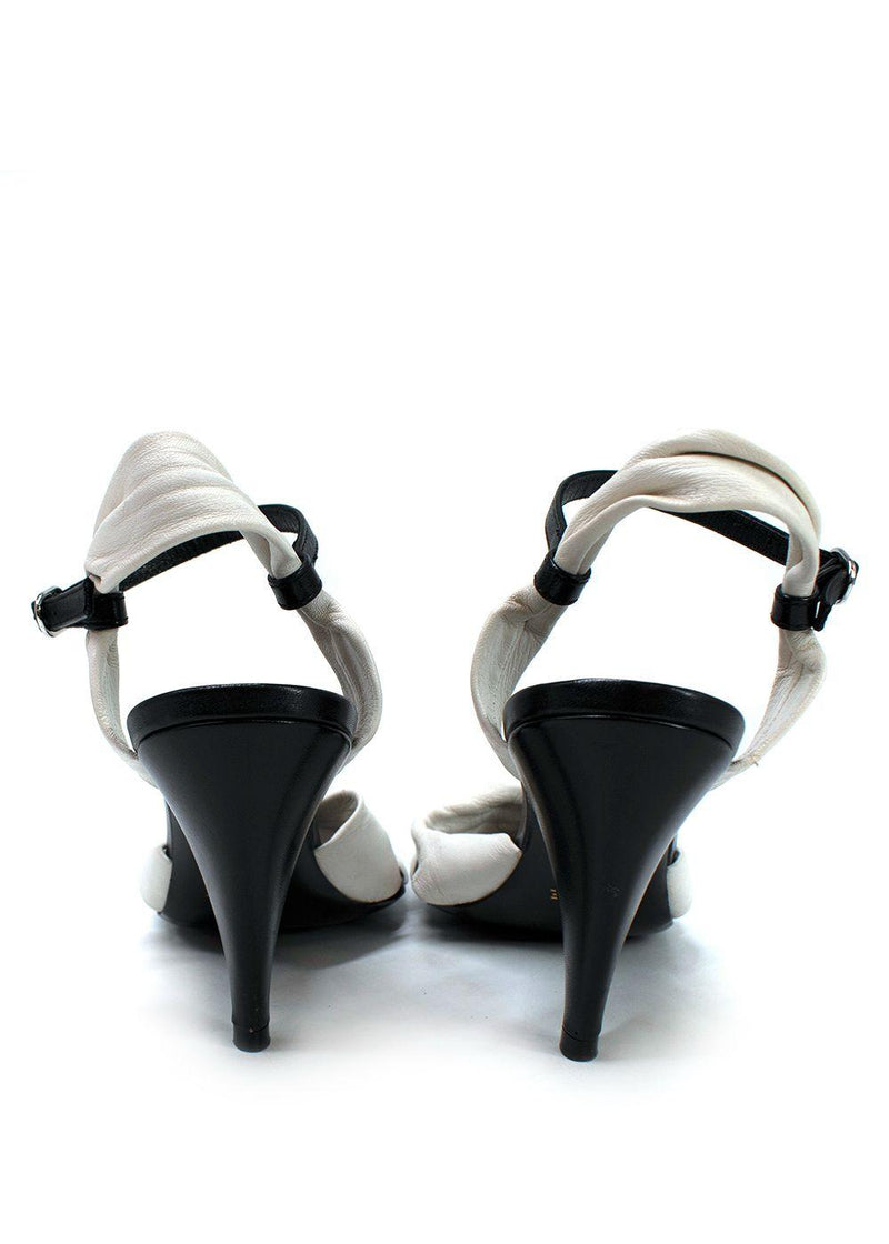 Celine Black and White Leather Twist Pumps