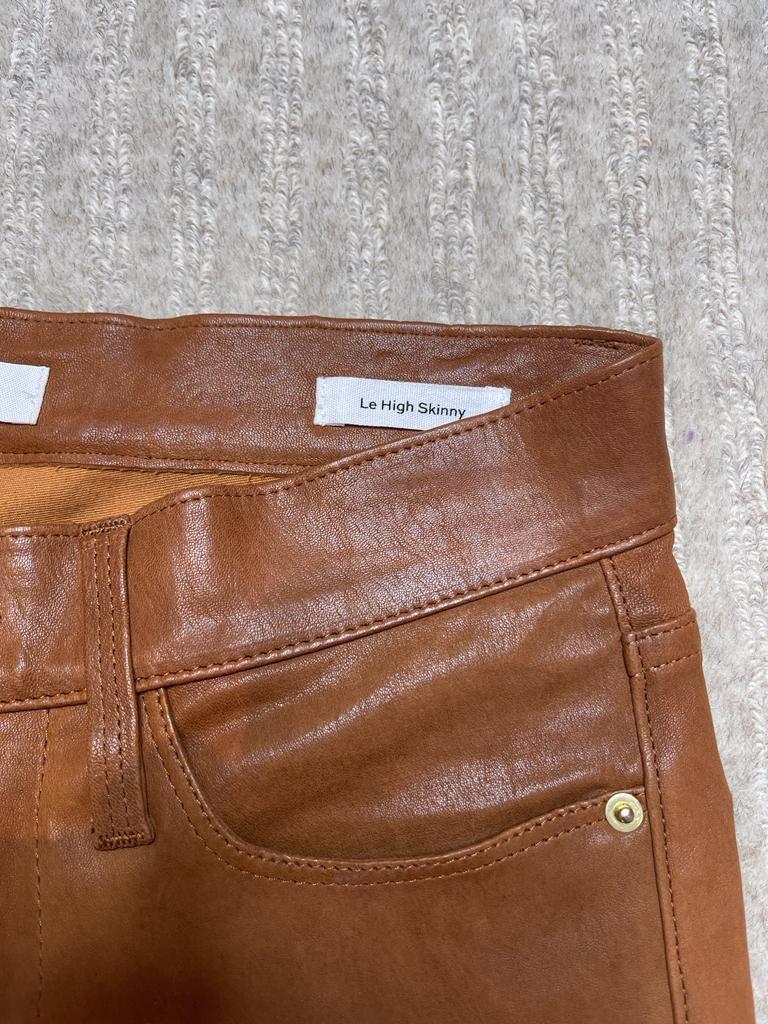 Tan Leather Skinny Pants