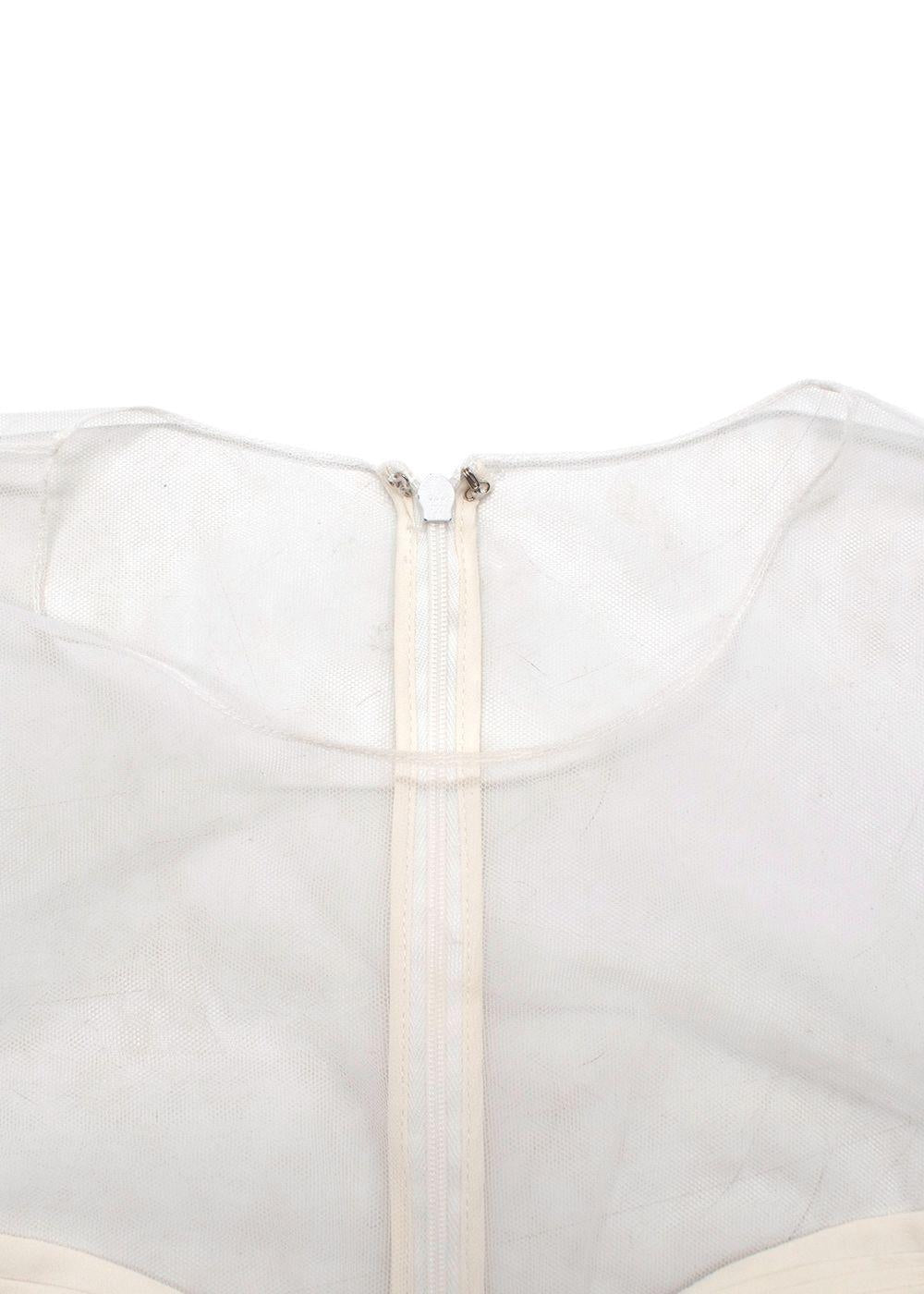 Cushnie Et Ochs Cream High Neck Mesh Mini Dress