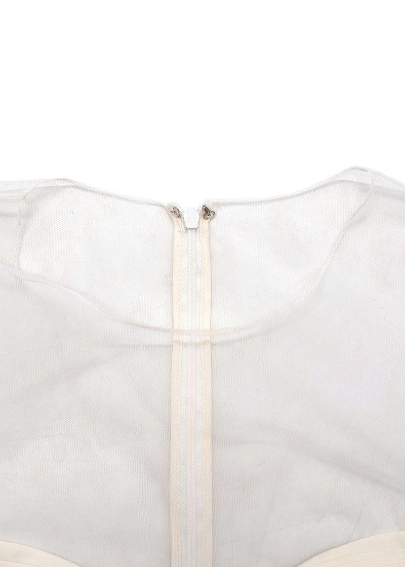 Cushnie Et Ochs Cream High Neck Mesh Mini Dress