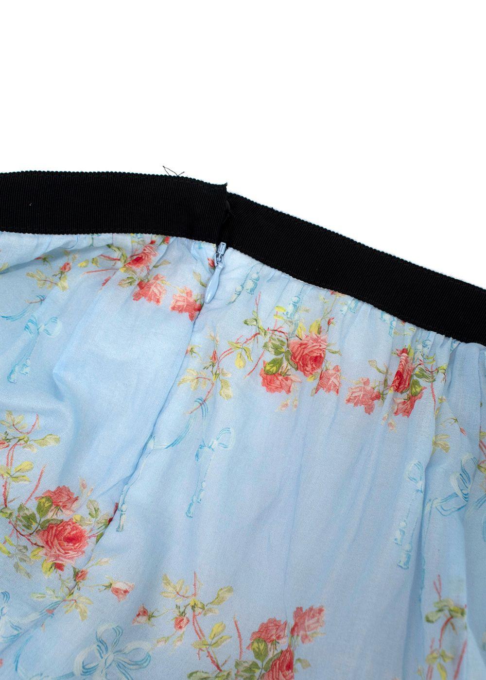 Emilia Wickstead Blue Floral Print Alula Midi Skirt