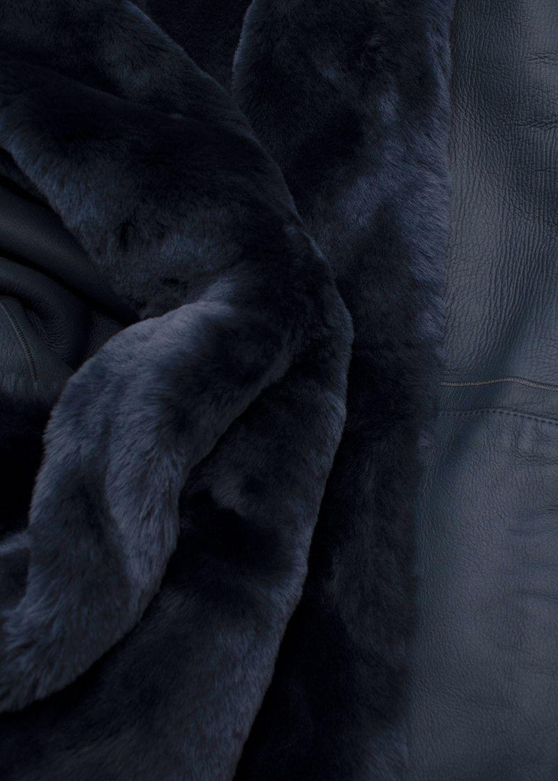 Loro Piana Blue Reversible Lamb Shearling Coat