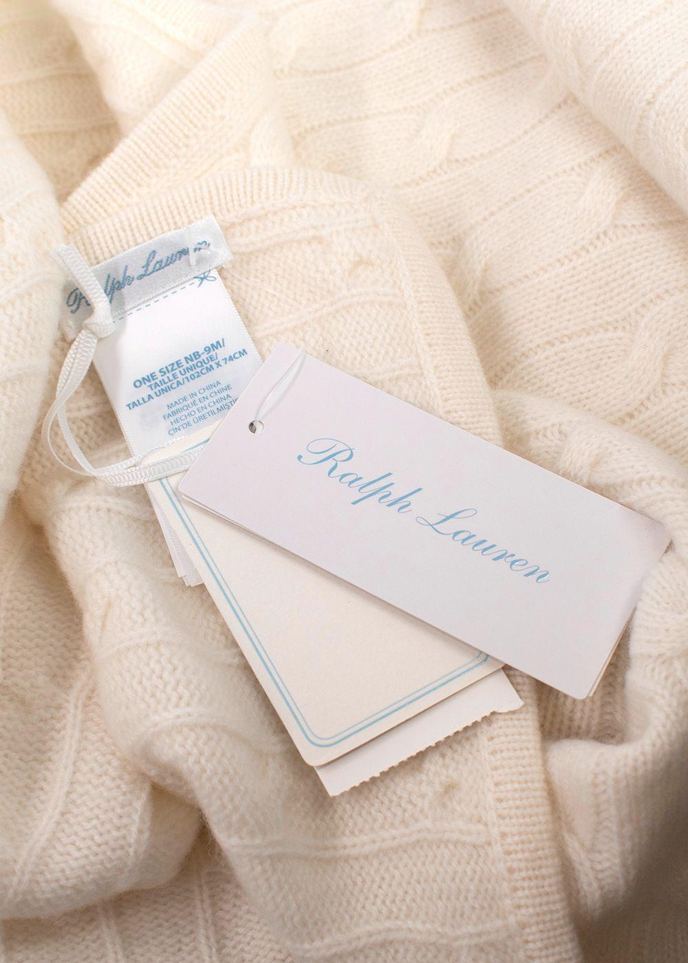 Ralph Lauren Cream Argyle Knit Baby Blanket