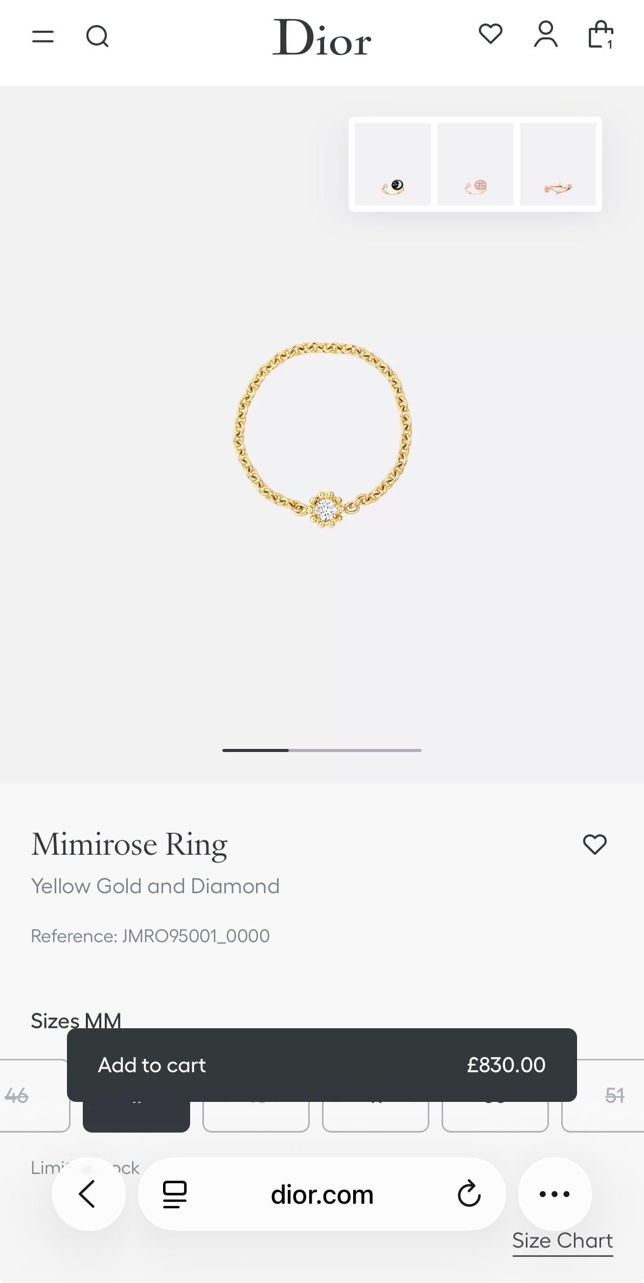 Dior Mimirose Diamond Chain Ring