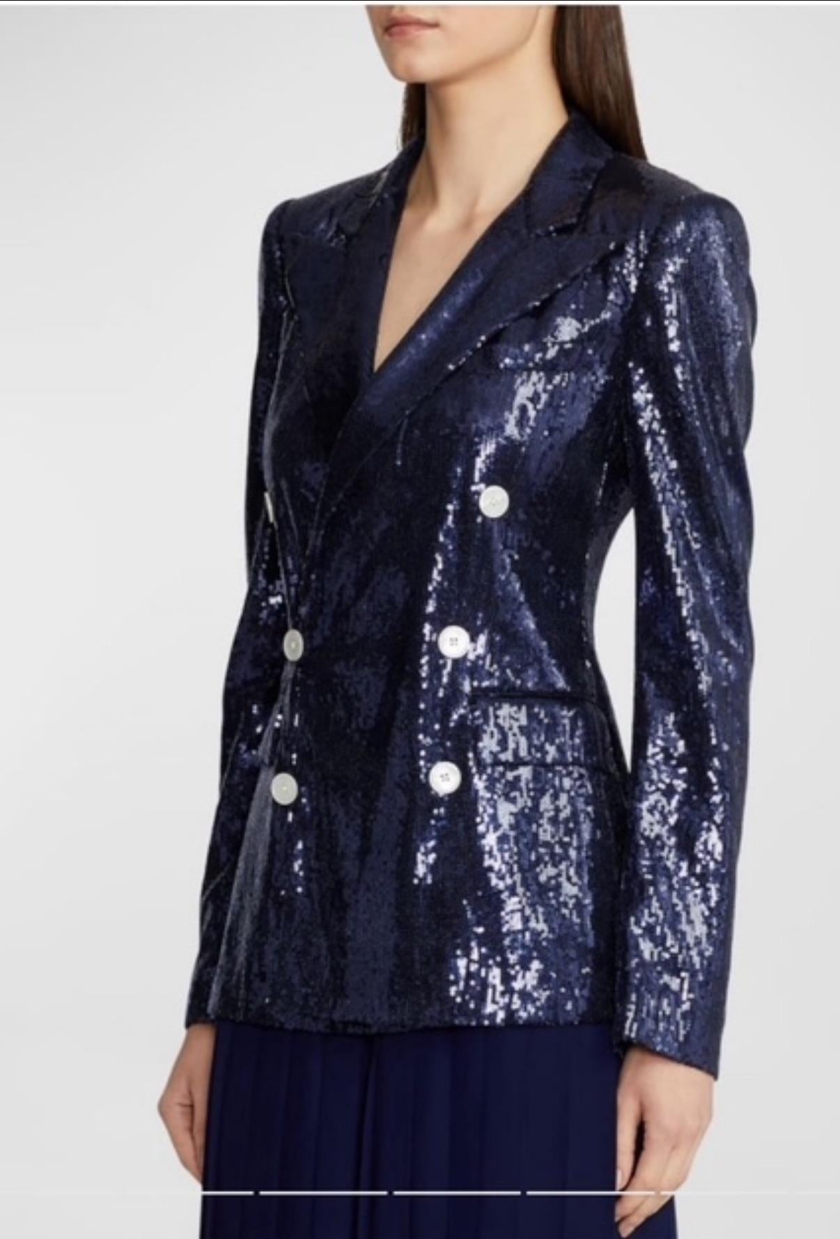 Ralph Lauren Collection Blue Sequin Camden Blazer