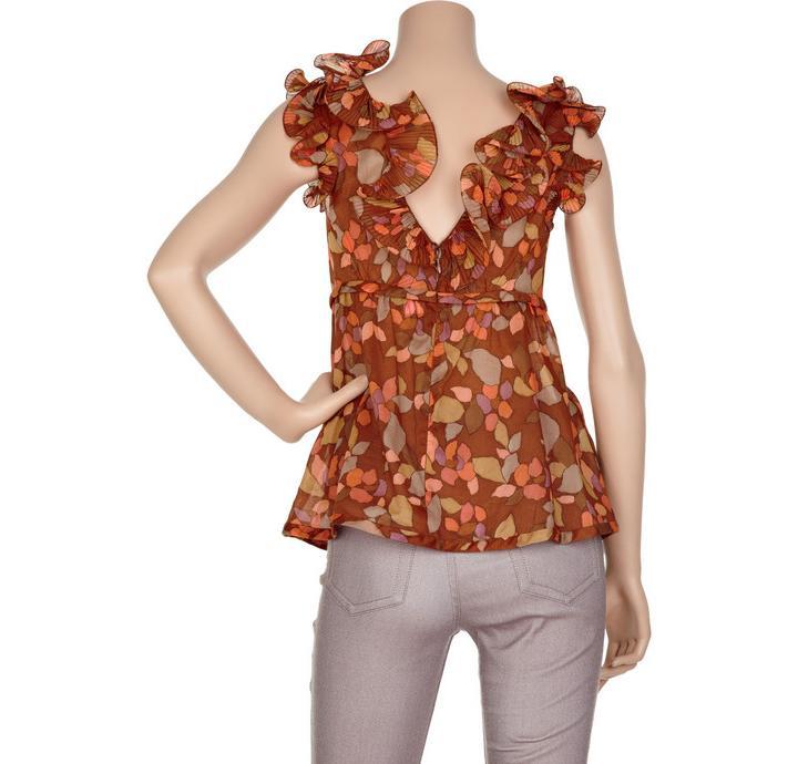 Marc Jacobs Ruffle-trimmed sheer printed cotton top