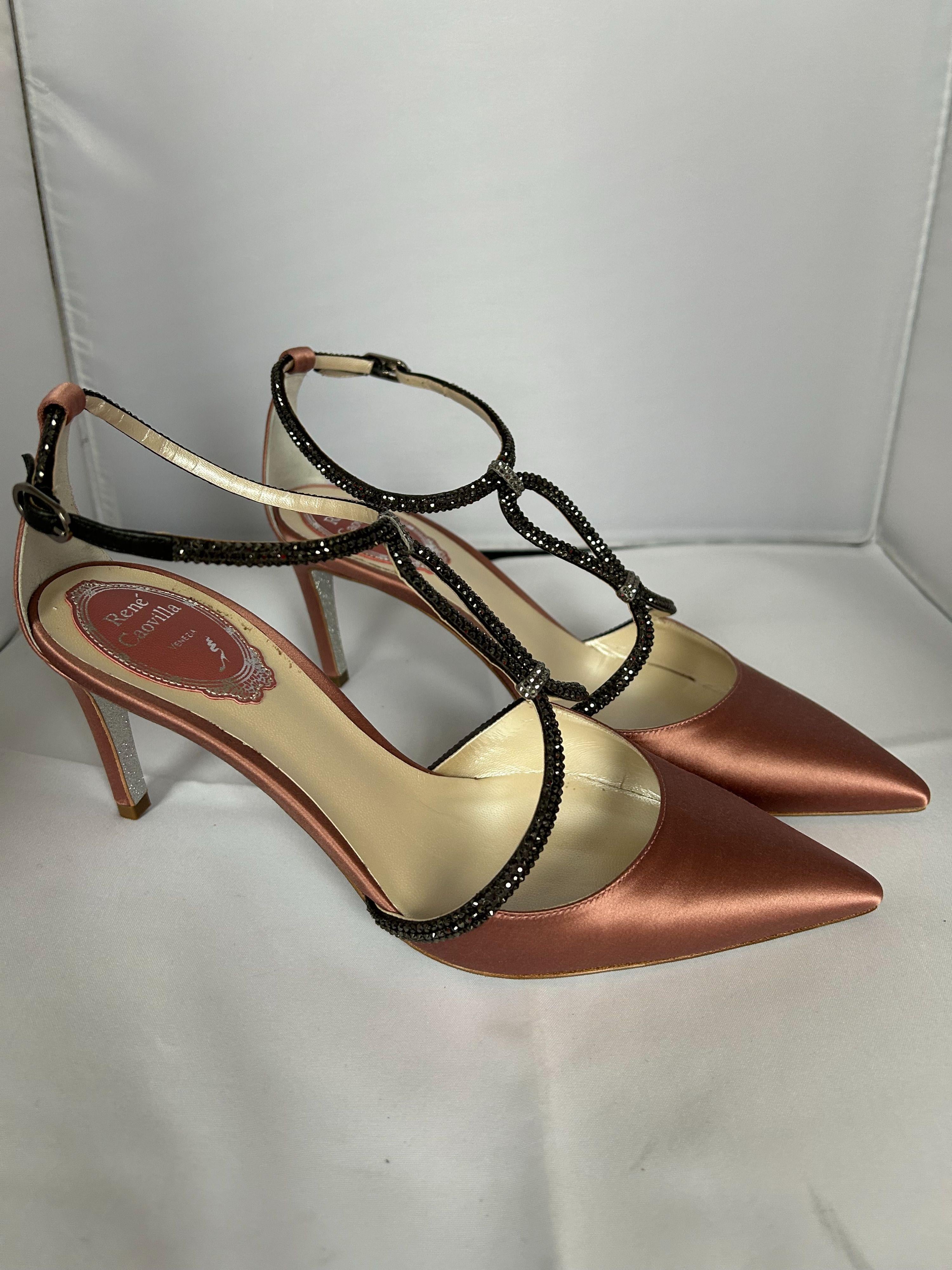Rene Caovilla Pink Satin Heels