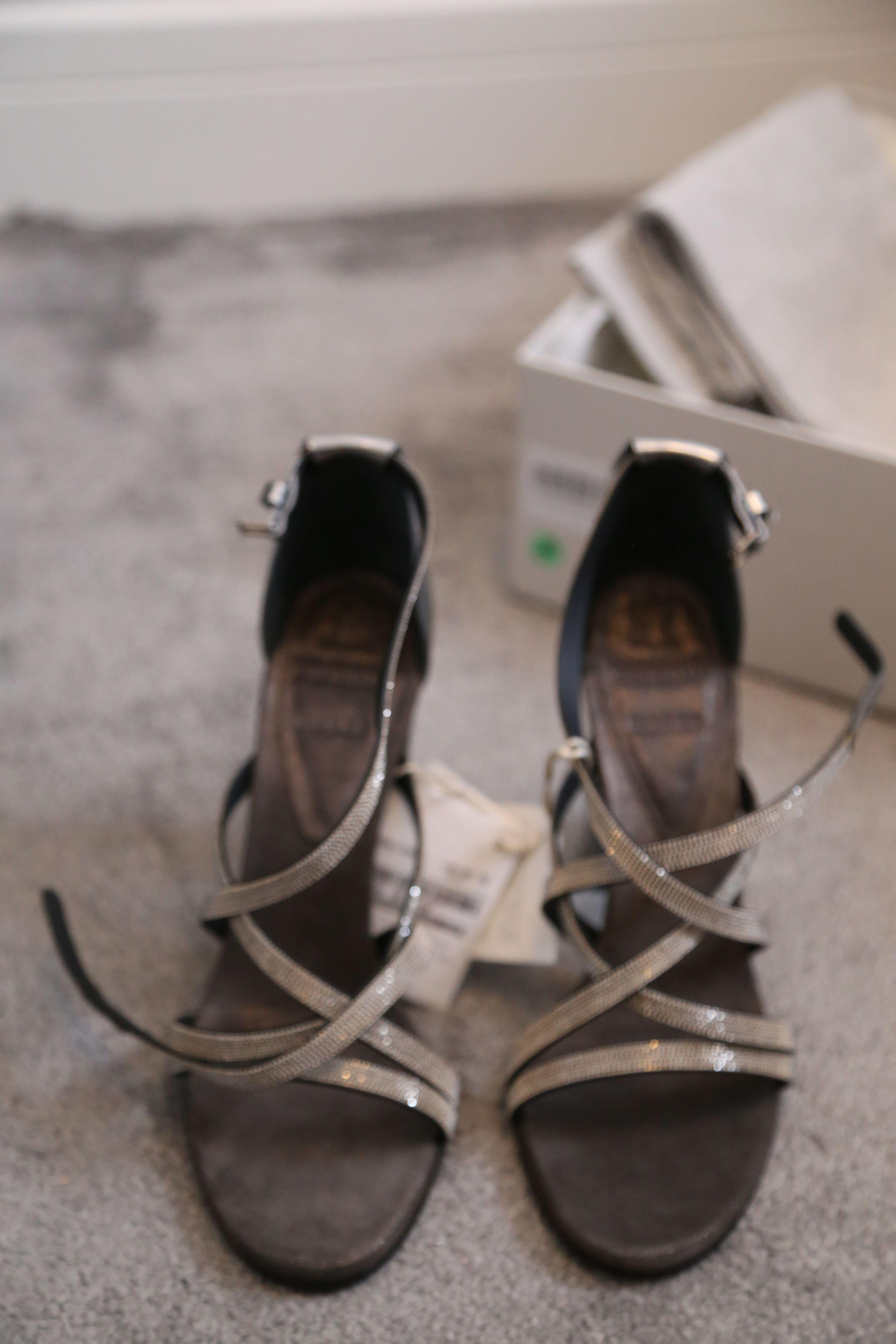 Monili Beaded Silver Leather Sandals