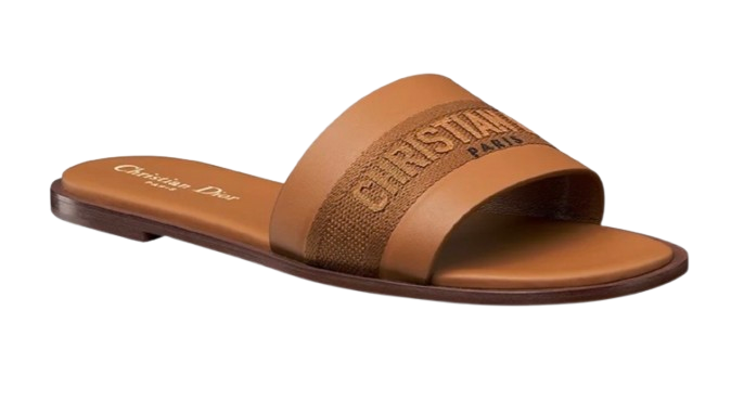 Dior Tan Leather Slides