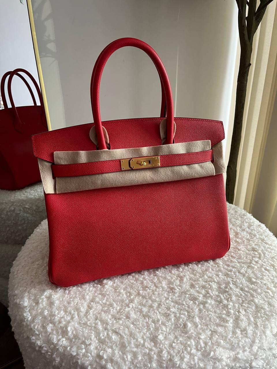 Hermes Birkin 30 Retourne in Rouge Tomate Epsom Leather with Gold Hardware
