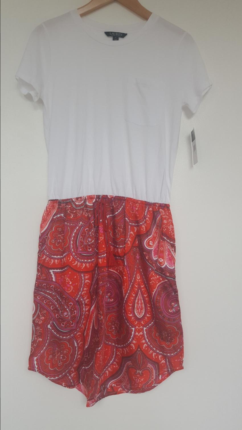 Lauren Ralph Lauren Marlana Mixed Media Paisley Print Shirtdress