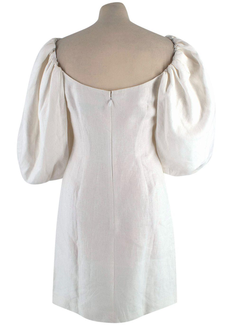 Rebecca de Ravenel Cream Linen First Impressions Mini Dress