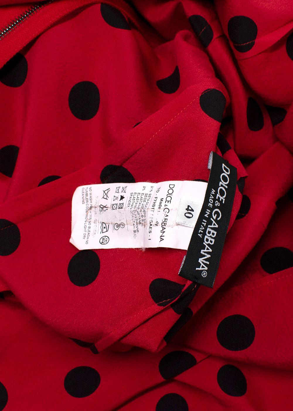 Dolce & Gabbana Red and Black Polka Dot Blouse