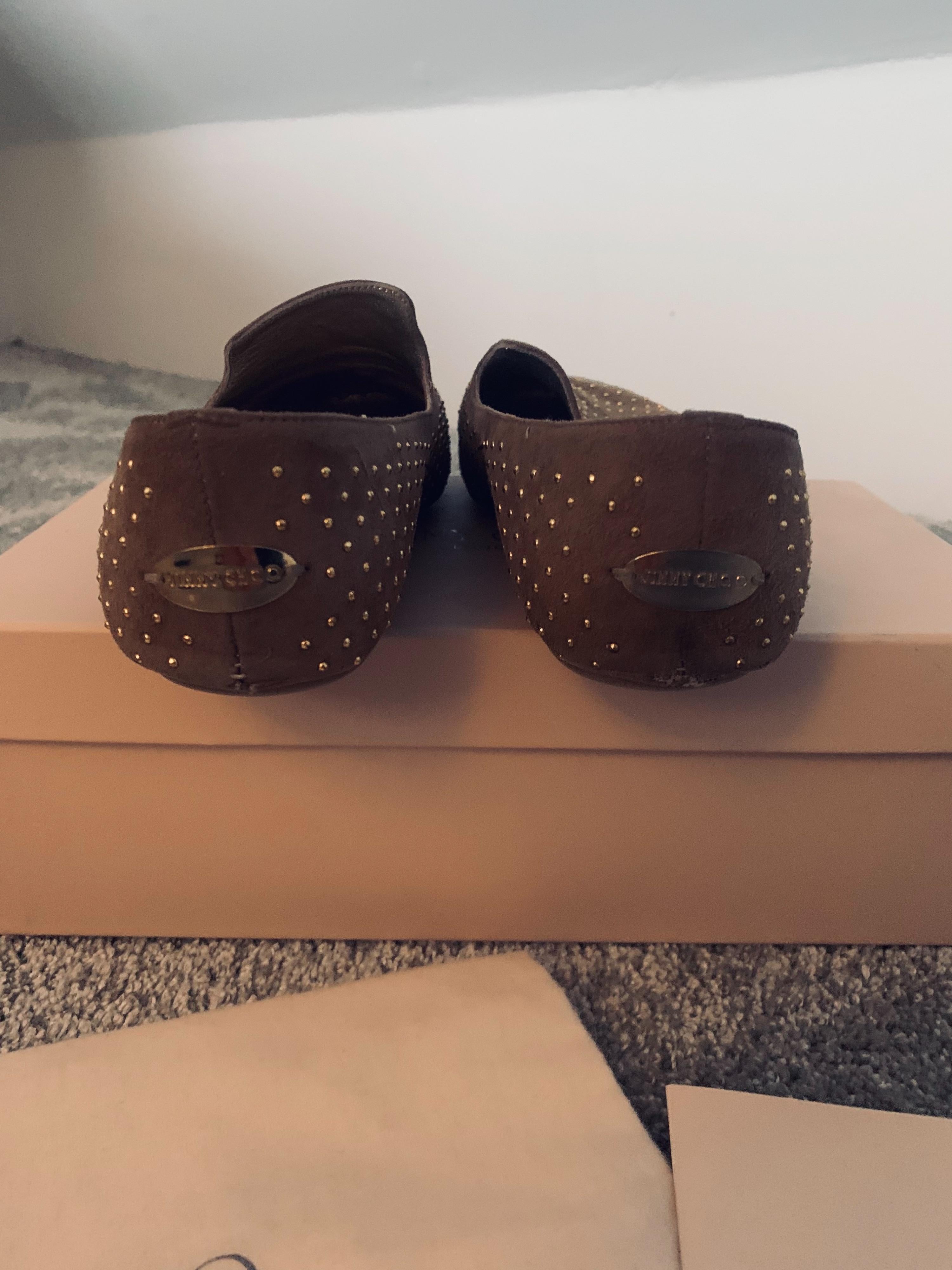 Taupe Studded Suede Loafers