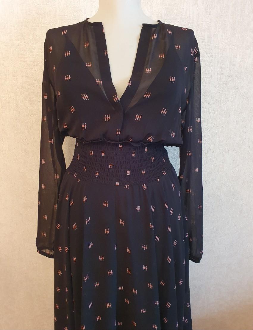 Make Black Printed Chiffon Ramini Dress