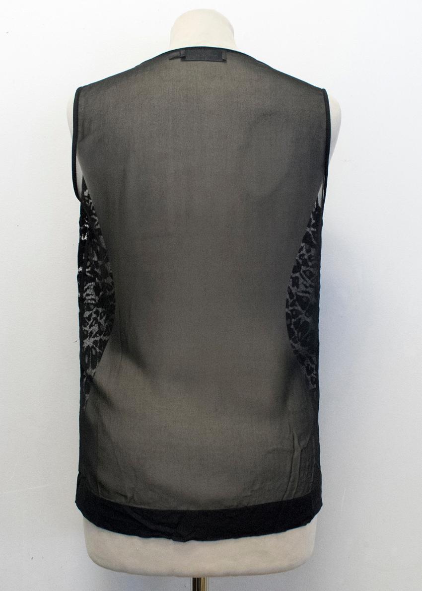 Preen By Thornton Bregazzi Black Sheer Plunge Lace Top
