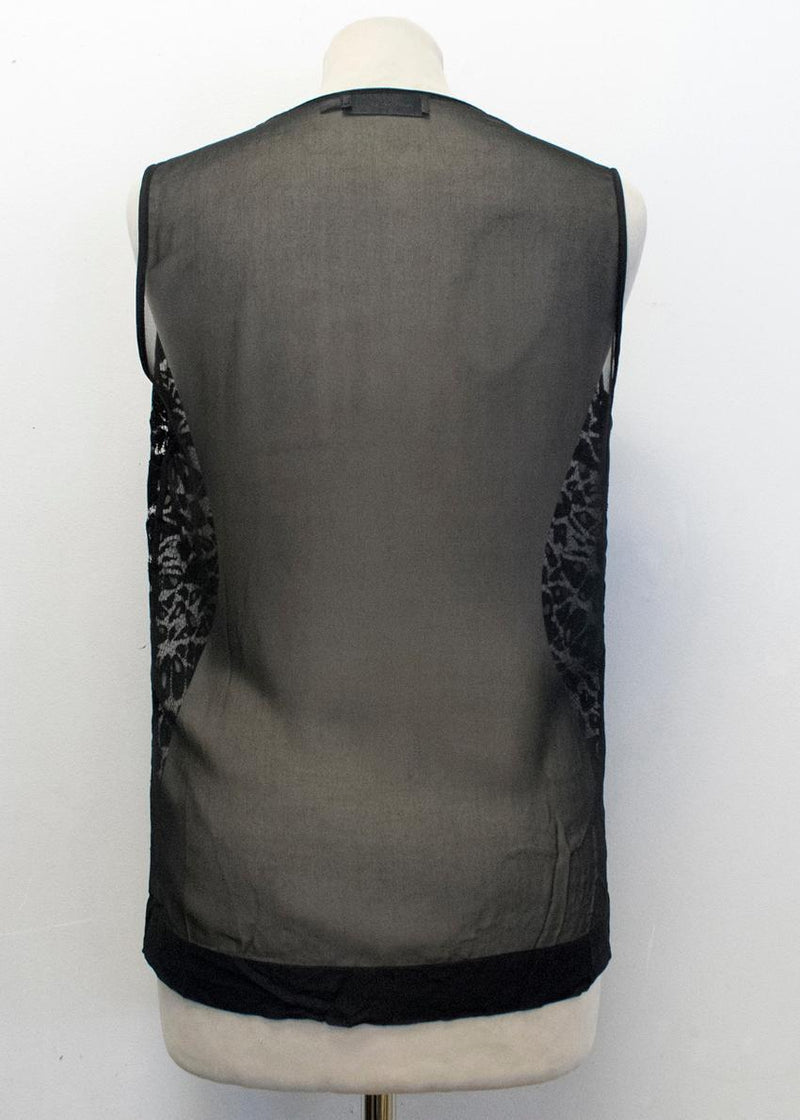 Preen By Thornton Bregazzi Black Sheer Plunge Lace Top