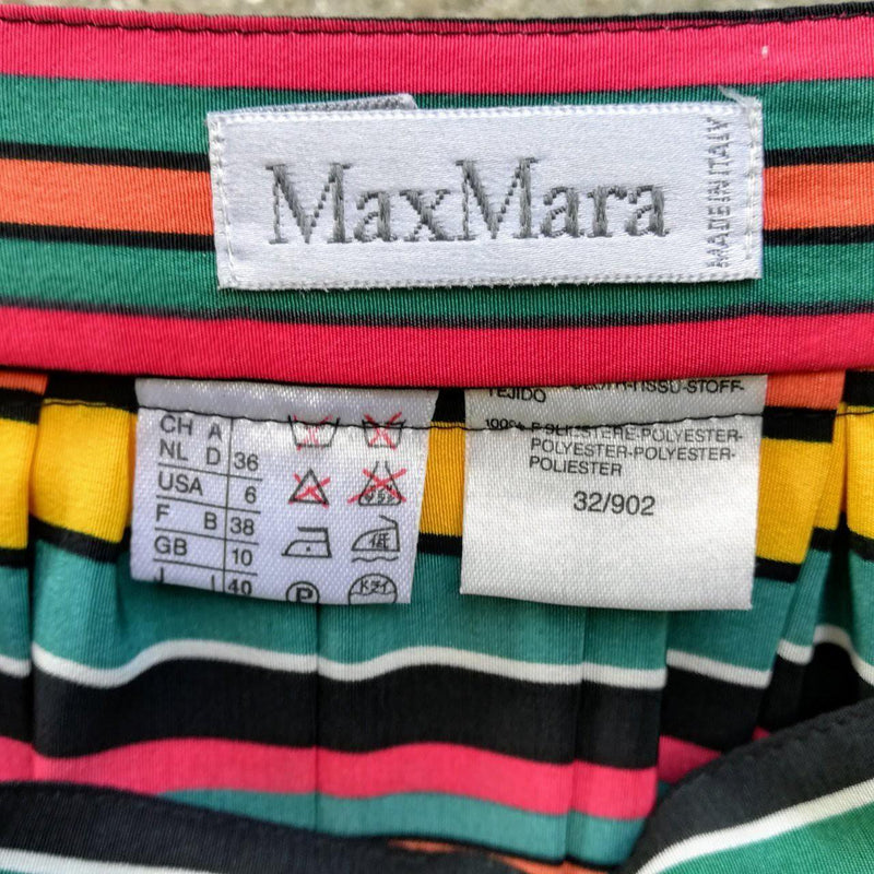 Multicolour striped crepe pleated skirt