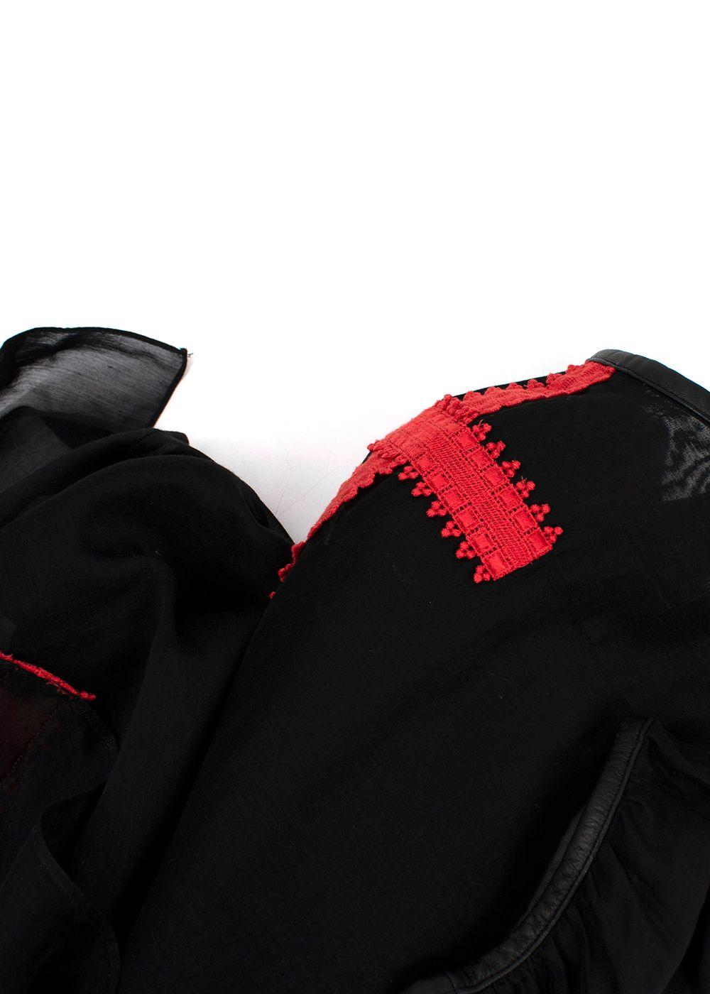 Givenchy Black and Red Cotton & Silk Sheer Blouse