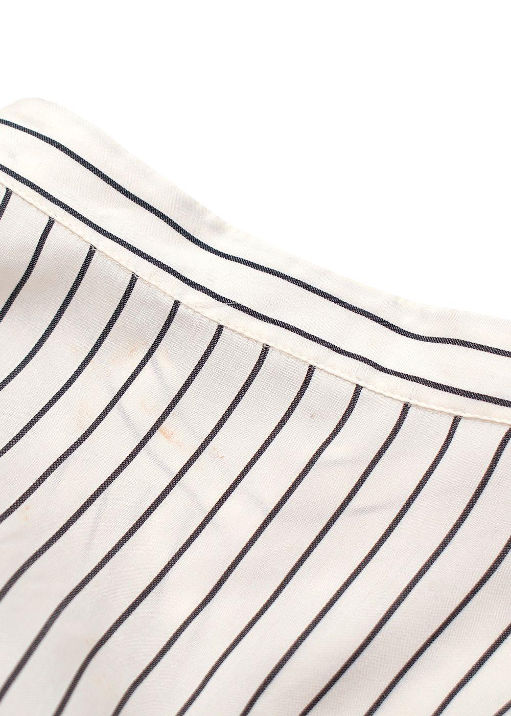 Brunello Cucinelli Black and White Stripe Silk Blouse