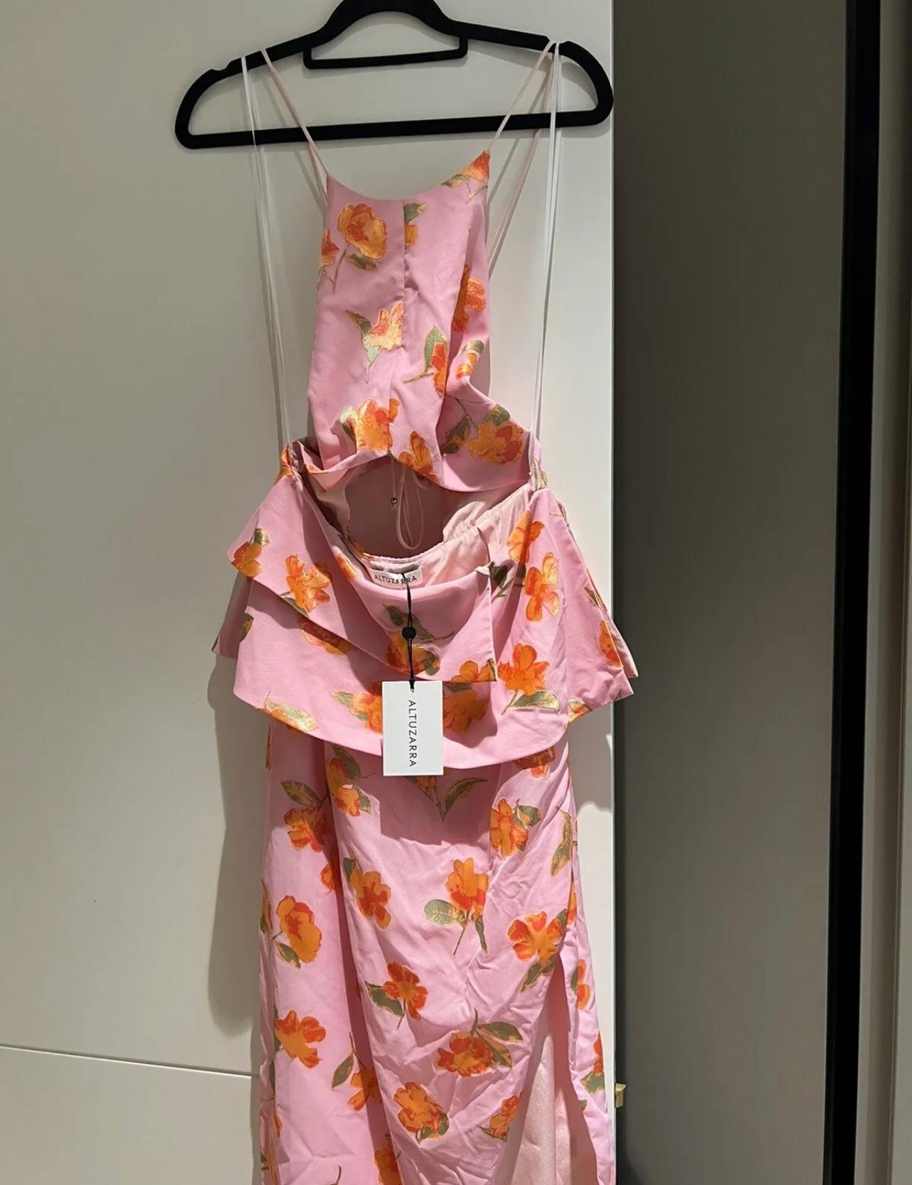 Pink Crepe Cut-Out Midi Dress
