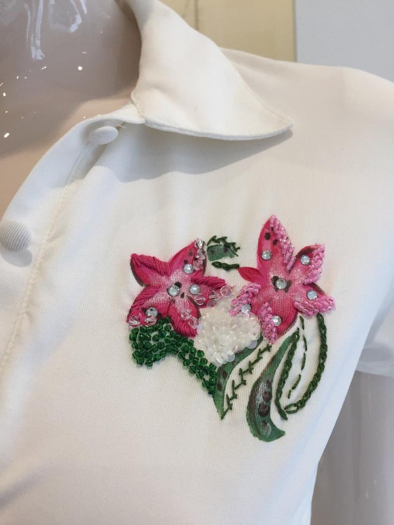 Blumarine Hand Painted & Embroidered Floral Top