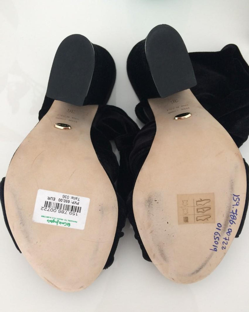 Sergio Rossi Black Velvet Knot Mules