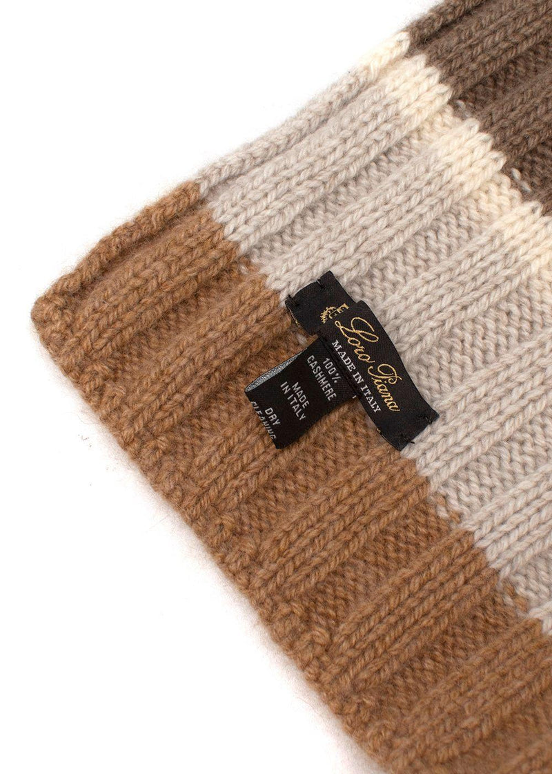 Loro Piana Tonal Striped Cashmere Hat & Scarf