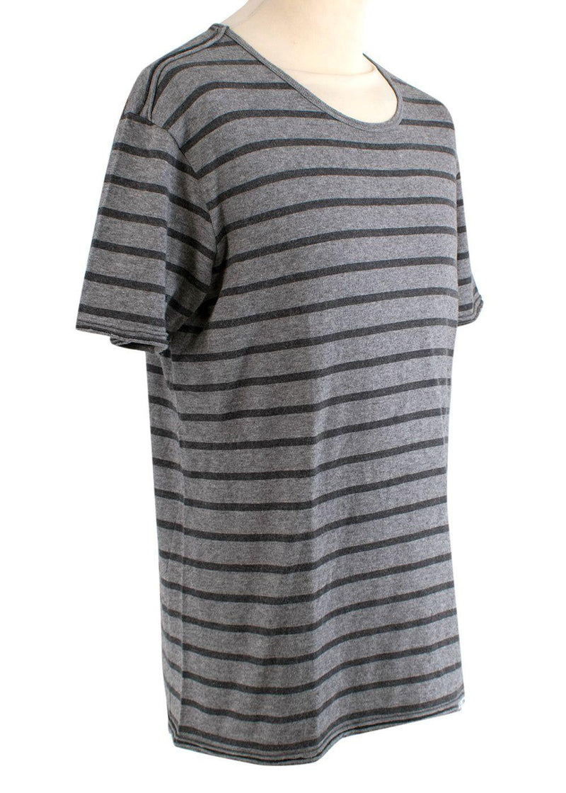 Grey Striped Cotton Jersey T-Shirt