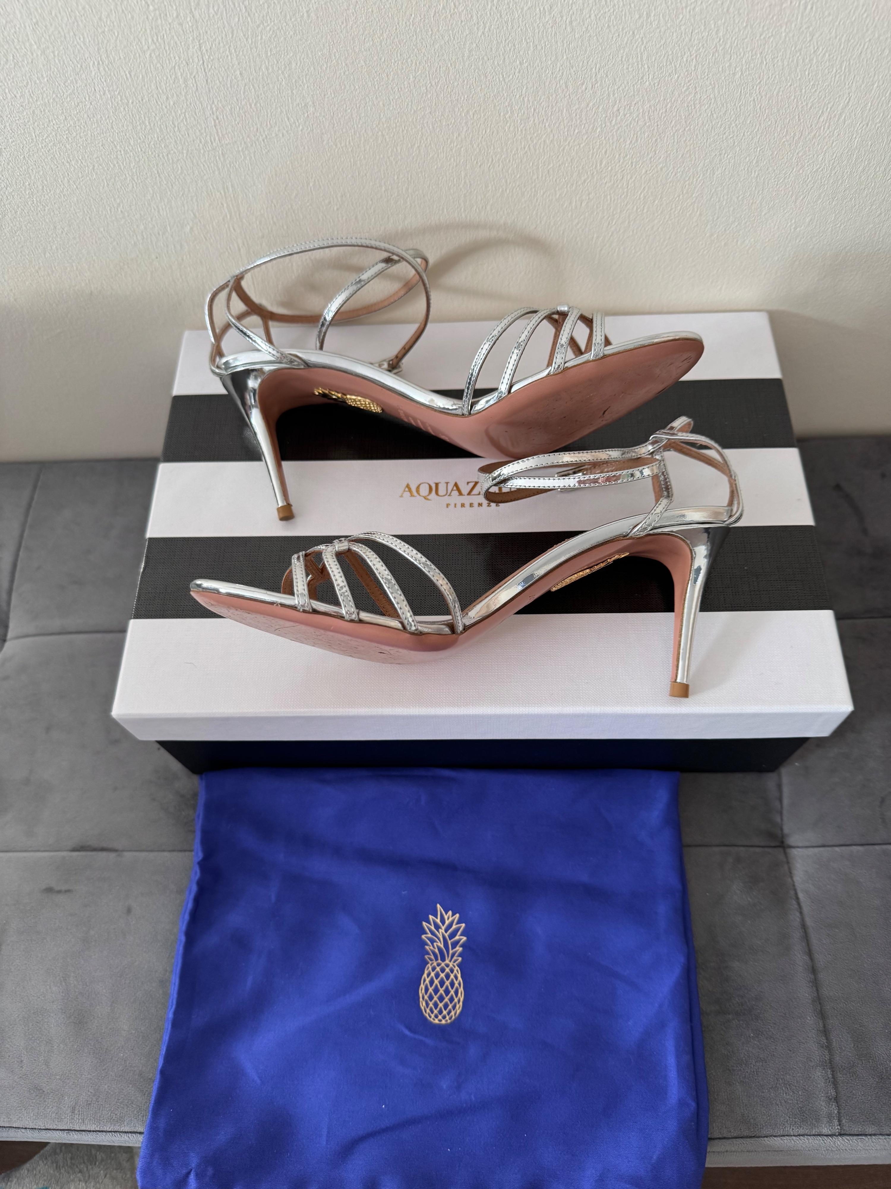 Aquazurra Silver Very First Kiss Sandals