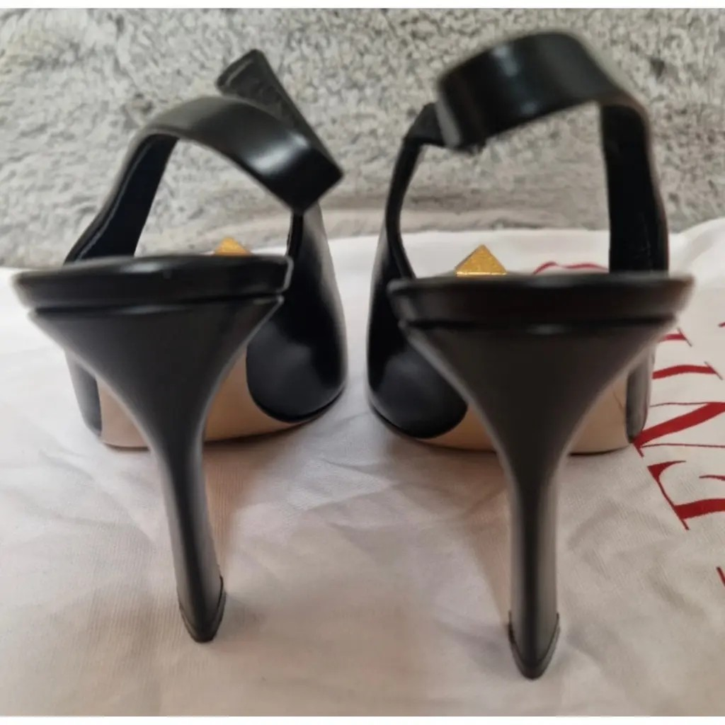 Valentino Black Slingback Heeled Sandals