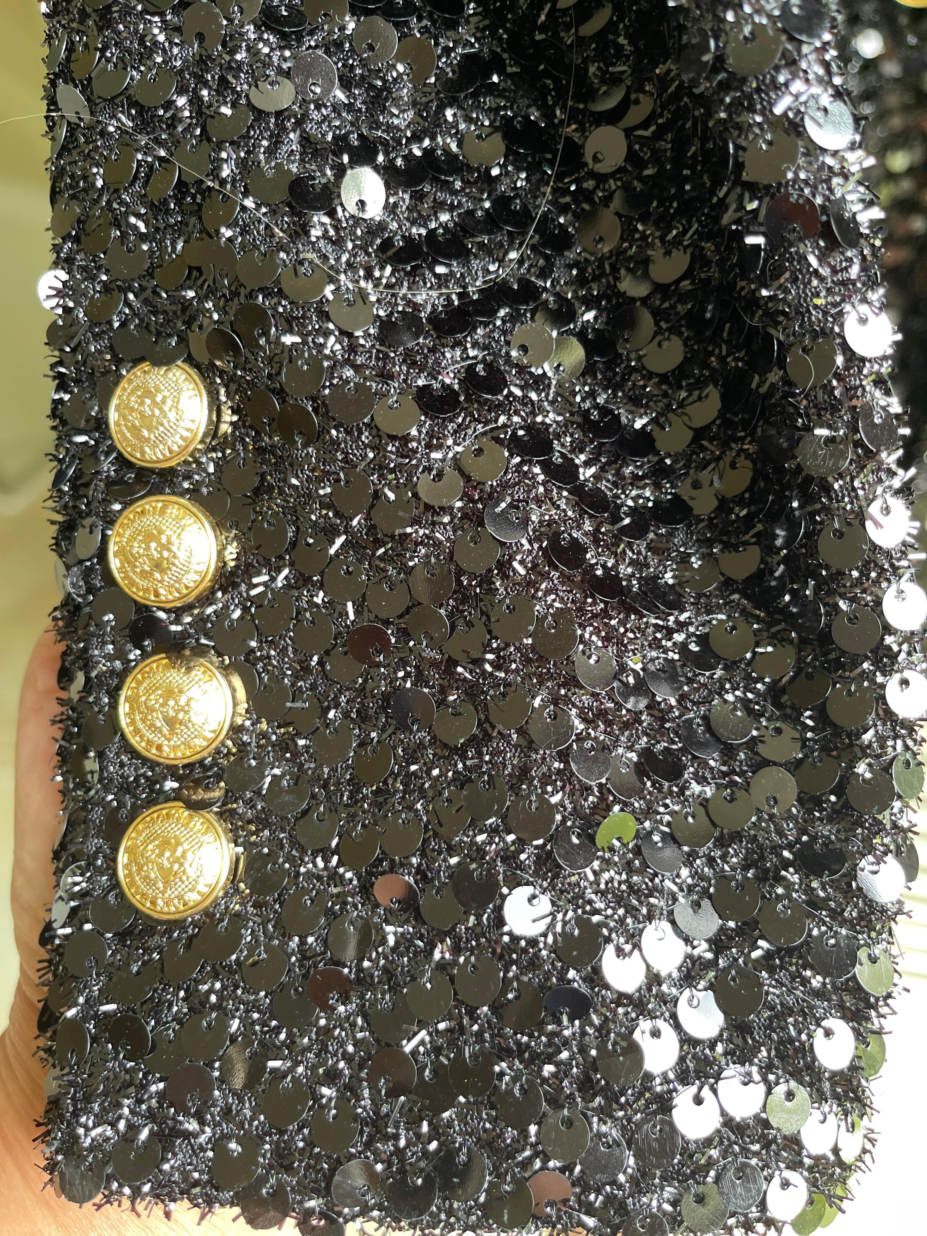 Balmain Black Sequin Double Breasted Blazer