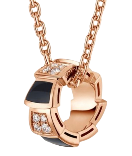 Bvlgari 18ct Rose Gold Diamond Pave Serpenti Viper Necklace