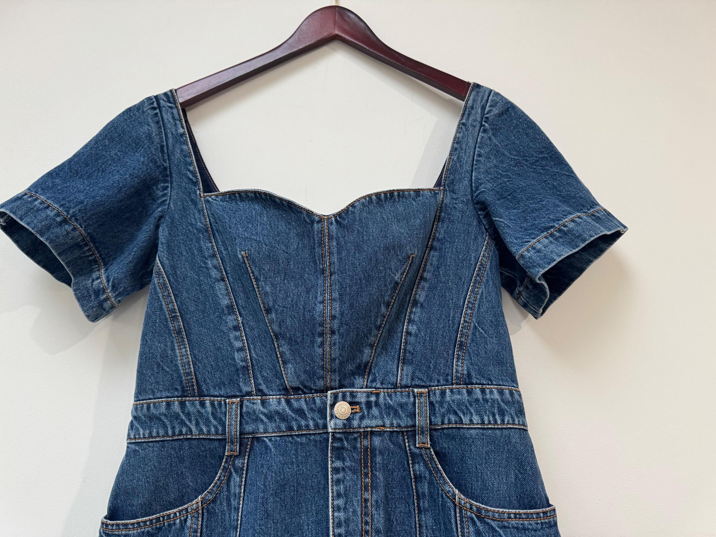 Alexander McQueen Denim Fluted Mini Dress
