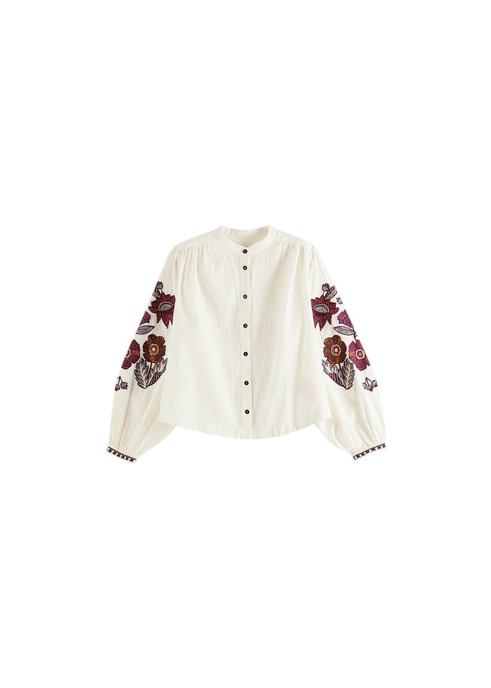 Ivory floral embroidered blouse