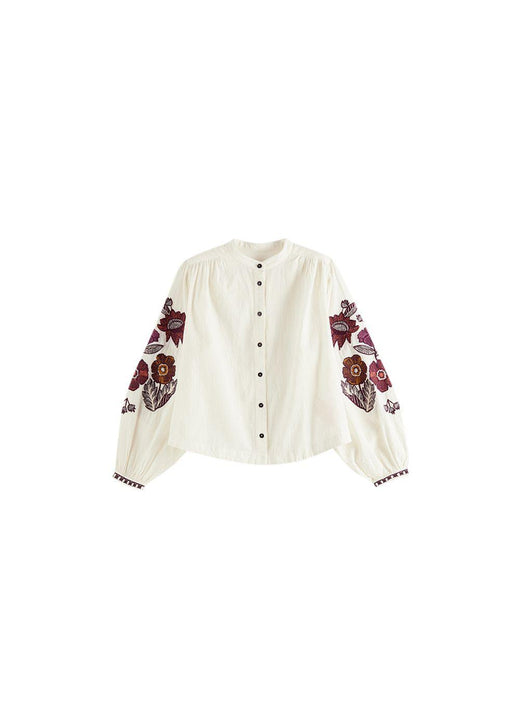 Ivory floral embroidered blouse