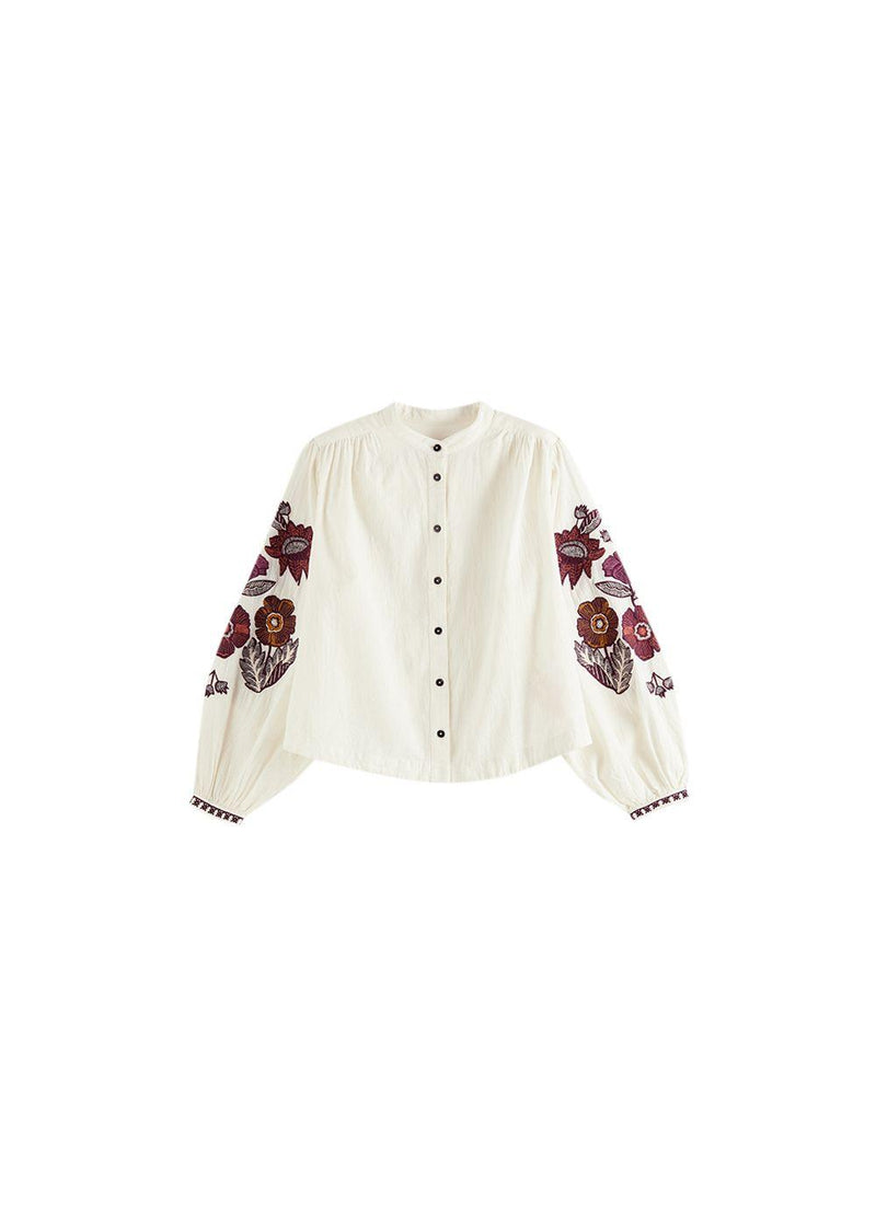 Ivory floral embroidered blouse